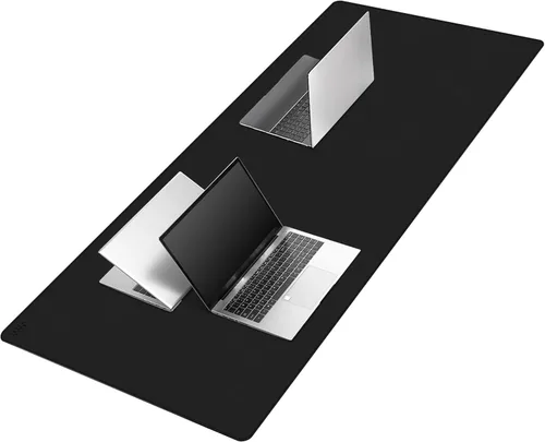 Miniatura 14 de Vyaaa Tapete de cuero para escritorio, 63" x 23.6" pulgadas, protector de escritorio de cuero, impermeable, extra grande, alfombrilla de mouse Negro