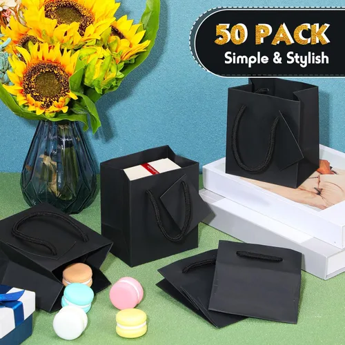 Miniatura 5 de Zhehao Paquete de 50 mini bolsas de regalo para el Día de la Madre a granel de 4 x 2.75 x 4.5 pulgadas, pequeñas bolsas de regalo de agradecimiento