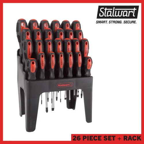 Miniatura 8 de Stalwart - Juego de destornilladores de 26 piezas con soporte de pared, soporte y puntas magnéticas, puntas de tornillo Phillips, ranuradas, Pz