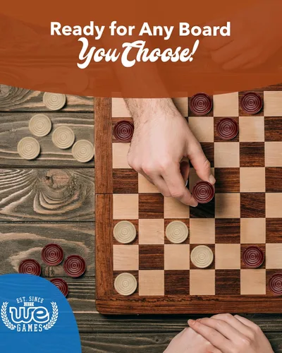 Miniatura 5 de WE Games Juego de damas de madera solo (2 pulgadas), juego de mesa de damas y piezas de backgammon, 24 crestas apilables teñidas marrones