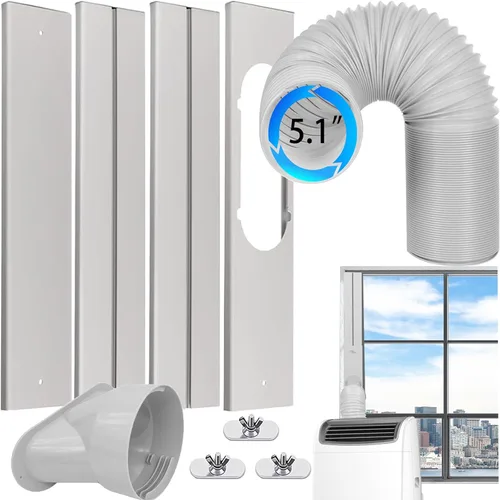 Kit de ventilación de aire acondicionado portátil con manguera de escape de 5.1 pulgadas de diámetro, manguera de escape ajustable de 59 pulgadas de