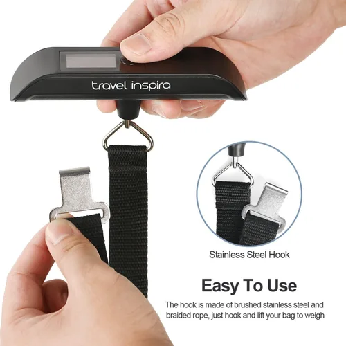 Miniatura 6 de Travel Inspira Báscula de equipaje, báscula digital de equipaje, báscula de equipaje con pantalla LCD retroiluminada, 110 libras110.2lbs, batería
