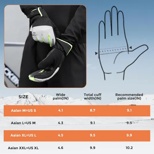 Miniatura 6 de ROCKBROS Guantes de invierno para clima frío, guantes de ciclismo para hombres y mujeres, resistentes al agua, pantalla táctil, resistentes al