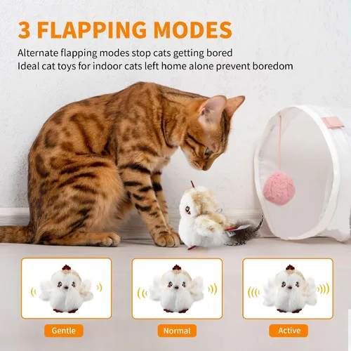 Miniatura 3 de Gigwi Flappy Bird - Juguete para gatos de interior, recargable y realista, juguete interactivo para gatos, pájaro aleteado, alas y canto animado