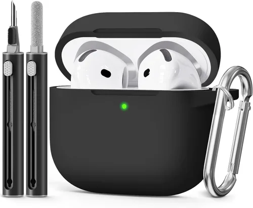 Miniatura 37 de Funda para AirPods 4 2024, viene con kit de limpieza, funda protectora de silicona suave para fundas Apple AirPods de 4ª generación con llavero
