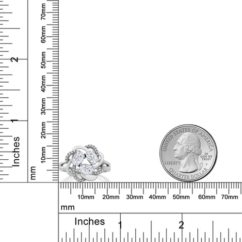 Miniatura 35 de Gem Stone King Flower Blossom Gemstone Birthstone Ring in 925 Sterling Silver 3-Stone Oval 6X4MM with Sparkling Accents Wedding Anniversary