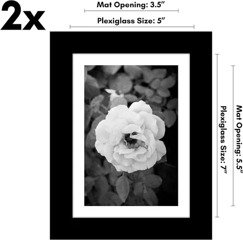 Miniatura 2 de Americanflat Portarretratos de 5 x 7 pulgadas con plexiglás pulido, juego de 2 unidades, para uso como marco de 4 x 6 con paspartú o para fotos de 5
