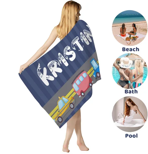 Miniatura 5 de Q&K Toallas de playa personalizadas para niños, toalla de playa grande con nombre, toallas de playa de microfibra para adultos, manta de toalla
