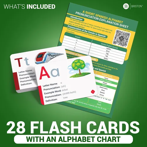 Miniatura 4 de Briston Tarjetas flash del alfabeto español con audio – 28 tarjetas duraderas de 350 GSM para niños y adultos – Aprende letras y pronunciación