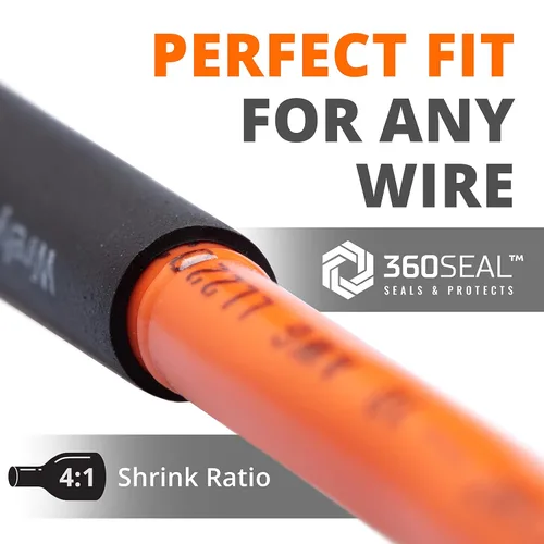 Miniatura 5 de Wirefy Kit de tubos termorretráctiles, 190 piezas, relación 4:1, forro adhesivo, tubo retráctil de alambre, tubo termorretráctil industrial, negro