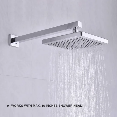 Miniatura 2 de Brazo de ducha con brida de acero inoxidable de 16 pulgadas, brazo de extensión de ducha para baño, tubo montado en la pared para cabezal de ducha