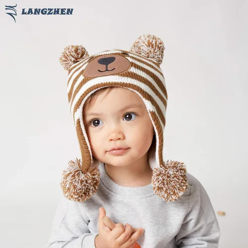 Miniatura 3 de LANGZHEN Gorro de invierno para niños pequeños gorro cálido con forro polar para bebés y niñas