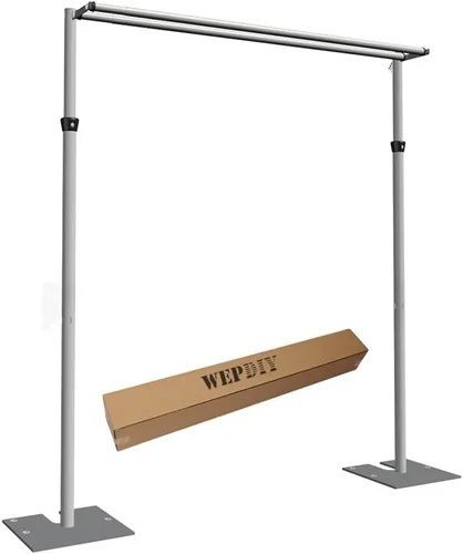 Miniatura 11 de Soporte Portátil de Pipe and Drape con Base Resistente para Telón de Fondo, Marco de Metal ADJ y Base de Metal Pesado para Bodas, Fiestas
