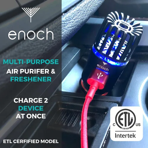 Miniatura 5 de Enoch Purificador de aire para automóvil ionizador de aire de alta calidad, accesorio desodorante de ozono iónico enchufable de 12 V con cargador