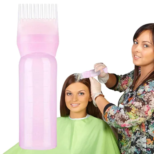 Miniatura 9 de Botella aplicadora de peine de raíz - 1/3 4.1 fl oz botella de champú de teñido de aceite Peine Aplicador de botella de tinte para el cabello