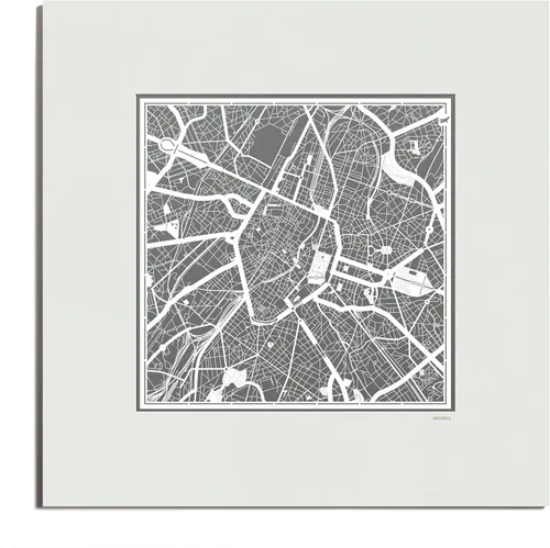Miniatura 110 de O3 Design Studio Mapa de corte de papel Madrid negro mate de 20 x 20 pulgadas