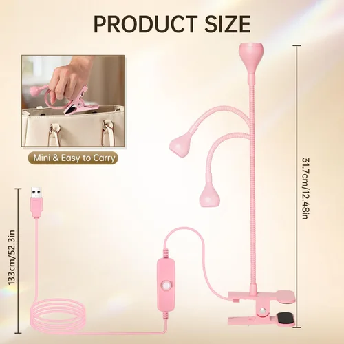 Miniatura 6 de AORAEM Lámparas LED para uñas de 3W, lámpara flexible de cuello de cisne, secador rápido de uñas para manicura, luz de curado de esmalte de gel, luz