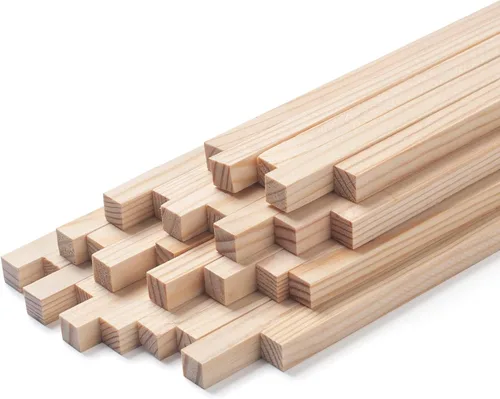 Miniatura 16 de Tacos de madera para manualidades de 1/2 x 6 pulgadas, 20 varillas cuadradas de madera, palos de madera sin terminar, pequeñas tiras de madera