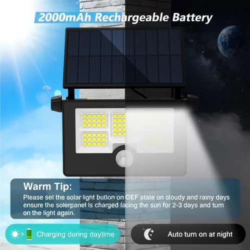 Miniatura 3 de Luces solares de pared para exteriores, impermeables, con sensor de movimiento, rotación de 180°, 4 modos de iluminación, alimentadas por energía