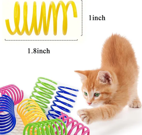 Miniatura 4 de Juguetes de primavera para gatos, bobinas rebotantes, juguete de resorte en espiral para gatos de interior, juguetes interactivos pesados