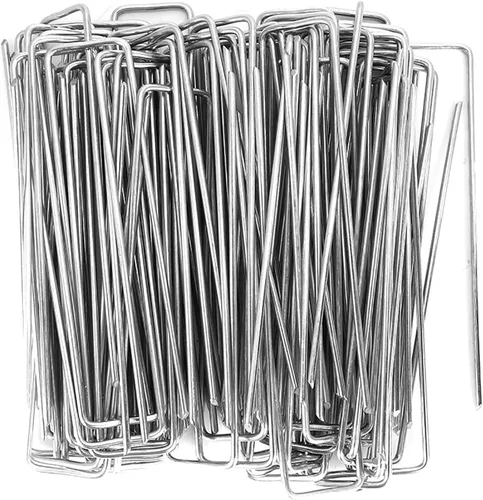 Grapas de jardín, paquete de 100 estacas galvanizadas para paisaje de 6 pulgadas en forma de U, pasadores de seguridad para anclaje de césped,