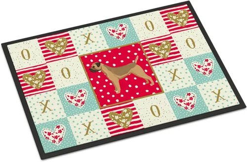 Caroline's Treasures CK5913JMAT Border Terrier Love - Tapete para puerta delantera, 24 x 36 pulgadas, para interiores y exteriores, para entrada,