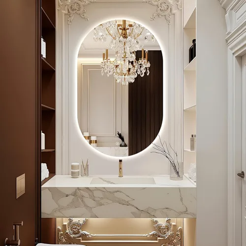 Miniatura 11 de Espejo LED ovalado de 36 x 24 pulgadas para baño, espejo de tocador iluminado en forma de píldora con luces, espejo retroiluminado sin marco montado