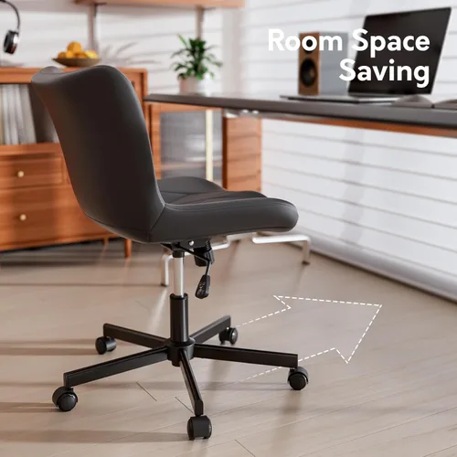 Miniatura 7 de Silla de Escritorio sin Brazos, Silla de Oficina para el Hogar Moderna sin Brazos, Silla de Computadora Ajustable en Altura y con Movimiento, Silla