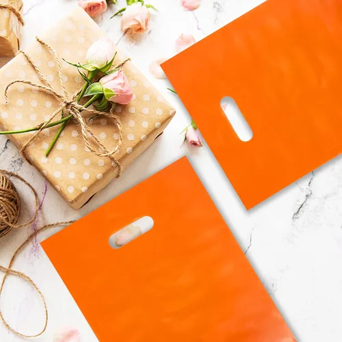 Miniatura 4 de 40 piezas de bolsas de regalo de plástico naranja Bolsas de caramelos Bolsas de plástico troqueladas son bolsas de regalo de fiesta surtidas