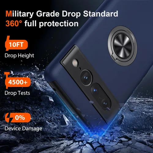 Miniatura 2 de JAME Funda para Google Pixel 7 Pro, Funda de Ajuste Delgado para Pixel 7 Pro con Soporte de Anillo Kickstand