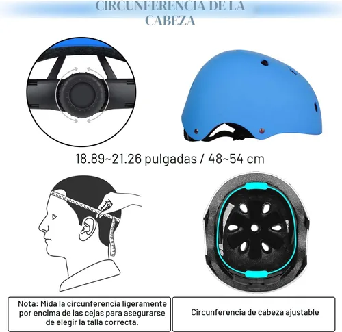 Miniatura 4 de WayEee - Juego de casco de bicicleta para niños, rodilleras para patinetas, juego de almohadillas para casco, juego de equipo de protección Azul