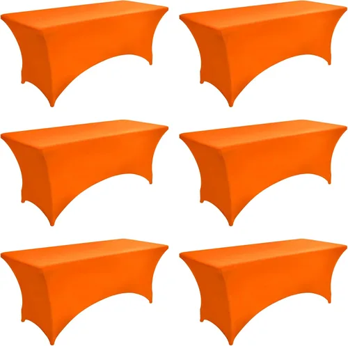 Miniatura 58 de Paquete de 2 Cubiertas de Mesa de Spandex de 4 pies para Mesas Plegables Rectangulares - Manteles Elásticos Ajustados Resistentes a las Arrugas