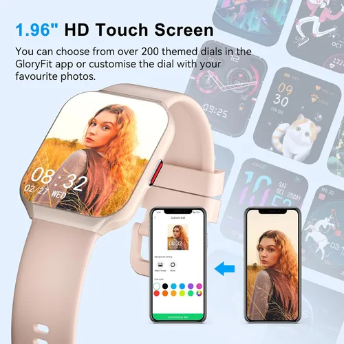 Miniatura 7 de Reloj inteligente, relojes inteligentes HD de 1.96 pulgadas para hombres y mujeres, (responder/hacer llamadas), reloj de fitness impermeable IP68