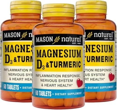 Miniatura 8 de MASON NATURAL Magnesio y vitamina D3 con cúrcuma - Corazón saludable y sistema nervioso, fortalece los huesos y los músculos, mejora la salud