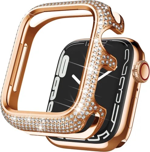 Miniatura 9 de Bling Cases - Fundas compatibles con Apple Watch de 1.61 pulgadas (1.614 in) Series 7 y Series 8, funda protectora de metal inoxidable con diamantes
