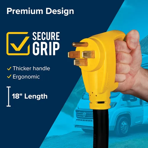 Miniatura 6 de Adaptador eléctrico Powergrip Dogbone 55175 de Camco, con mango, 18 pulgadas, color amarillo
