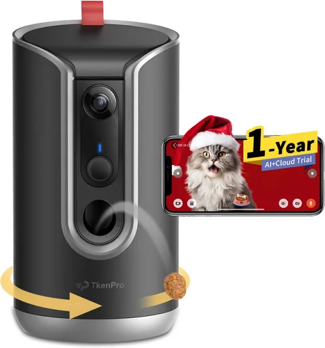 Miniatura 9 de TKENPRO Cámara para mascotas 2K con dispensador de golosinas, cámara para perros con vista de 360° y aplicación para teléfono, WiFi 5G y 2.4G, Blanco