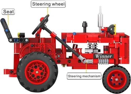 Miniatura 7 de Juego de bloques de construcción clásicos de tractor de granja 1/12, diversión sin fin para niños con una colección de juguetes de tractor