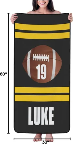 Miniatura 7 de Toalla de playa de fútbol personalizada para hombres, mujeres y niños, toallas de piscina de fútbol de 30 x 60 pulgadas, 33 x 52 pulgadas, toalla