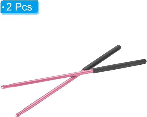 Miniatura 3 de PATIKIL Baquetas de metal 5A antideslizante para tambor de jazz batería electrónica instrumento musical percusión rosa rojo 1 par