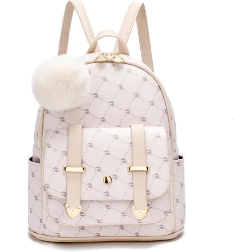 Miniatura 16 de I IHAYNER Mochila de moda para niñas, mini mochila para mujeres, adolescentes y niñas, monederos de piel sintética con pompón, bolsa de hombro