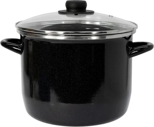 Miniatura 2 de EKCO EOS - Olla moteada de acero aleado de 8 cuartos con tapa de vidrio, apta para lavavajillas y horno, hasta 350 °F, utensilios de cocina de Azul