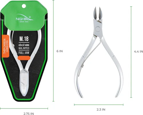 Miniatura 2 de NGHIA Pinza de uñas dorada - M-555 (acero duro): pinza acrílica de precisión de 16 mandíbulas con acabado chapado en oro, mango curvo y mecanismo