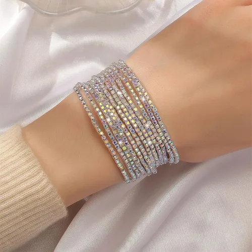 Miniatura 2 de Long tiantian 9 Pcs Tennis Bracelets for Women Teen Girl Gifts Trendy Stuff 9K Gold Plated Cubic Zirconia Classic Gold Bracelets for Women Fashion