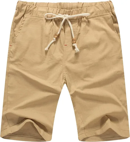 Miniatura 22 de Sailwind Pantalones cortos de lino para hombre, pantalones cortos casuales de playa con cordón