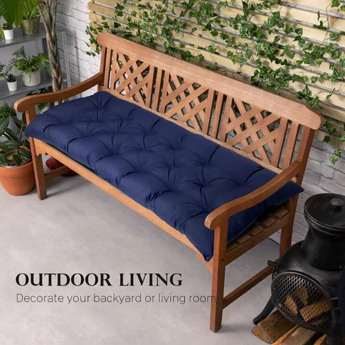 Miniatura 5 de Cojín de banco para exteriores, color negro, antideslizante, para muebles de exterior, almohadillas gruesas para sillas de patio de 40 pulgadas