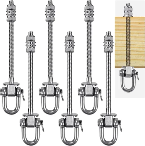 Miniatura 10 de SELEWARE Juego de 2 ganchos de columpio resistentes con capacidad de 1800 libras, pernos de columpio M10 x 9.3 pulgadas, ganchos de columpio