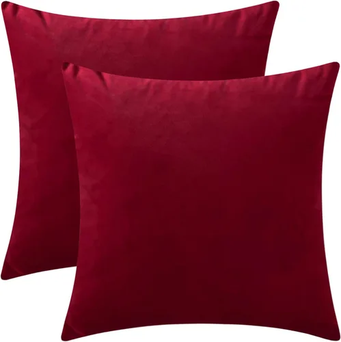 Miniatura 9 de Juego de 2 fundas de almohada de terciopelo para sofá y cama, 18 x 18 pulgadas, color malva