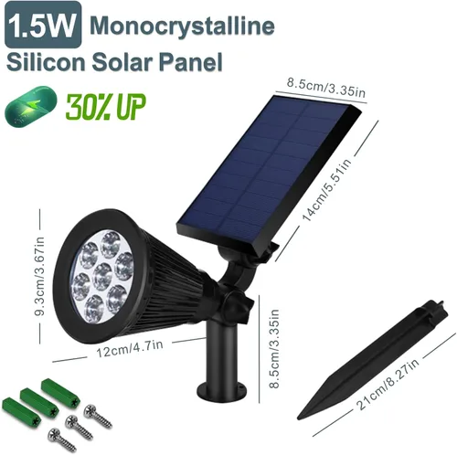 Miniatura 7 de Focos solares de paisaje al aire libre, 7 luces LED brillantes, del atardecer al amanecer, impermeable, funciona con energía solar, luces de poste