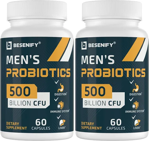Miniatura 8 de Probióticos para hombres, 500 mil millones de CFU y 12 cepas, probiótico para hombres con cúrcuma, arándano, goji - Probióticos para la salud